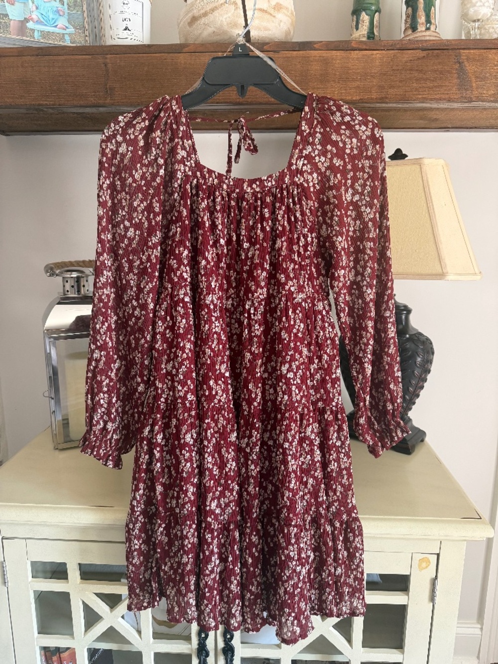 Hayden Girls Ditsy Floral Cinched Puff Sleeve Square Neck Dress - XL